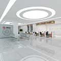 Modern Bank Lobby Interior With Spacious Design Reception Desk And Seating 3d model