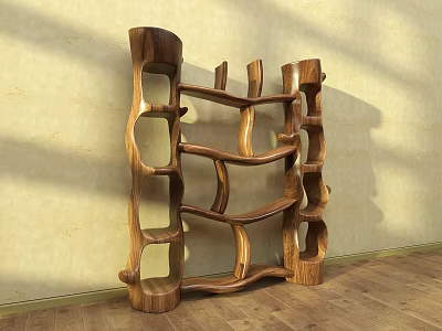 Zen Decorative Cabinet Wooden Cabinet Special-shaped Furniture Side Cabinet Wood Grain High Cabinet Bookcase Display Cabinet 3d model