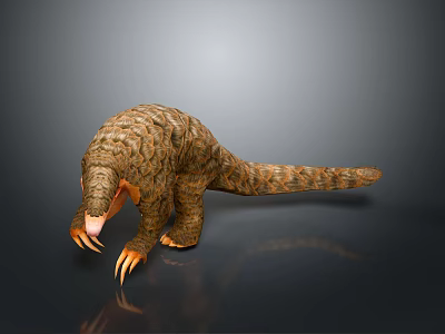 Pangolin Wild Animal With Brown Scales Sharp Claws And Long Tail 3d model