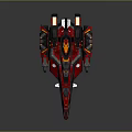 Futuristic Red Black Sci-Fi Spaceship With Complex Structure And Glowing Details 3d model