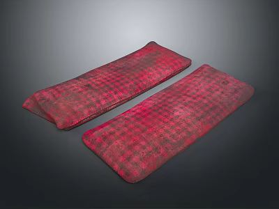Two Red Plaid Long Rectangular Mats For Home Decorative Use 3d model