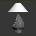 Modern Table Lamps Set With White Shades And Unique Geometric Stone Bases
