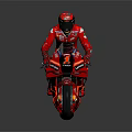 Professional Red Racing Motorcycle With Rider In Red Suit And Lenovo GIVI Logos