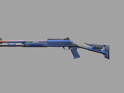 Colorful Blue Play Equipment With Toy Gun Design And Plastic Material Accents 3d model