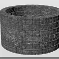 Circular Stacked Stone Brick Structure With Textured Gray Masonry Design