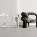 Transparent Acrylic Modern Accent Chair And Plush Gray Knotted Shape Leisure Chair In Indoor Setting