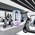 Yadea Electric Scooter Showroom Interior with Neatly Arranged Vehicles and Modern Lighting