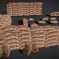Tactical Military Weapons for Sandbag Defense Fortification Structures 3D Model 3d model
