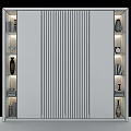 Modern Decorative Cabinet With Open Shelves On Both Sides Displaying Books Decorations And Vase