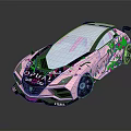 Pink Sports Car With Green Graffiti And Transparent Roof OPULZ Design