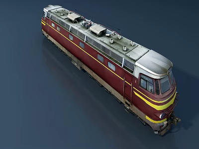 Classic Red and Yellow Train with Silver Roof and Streamlined Locomotive Design 3d model