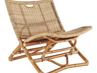 Natural Rattan Leisure Chair With Foldable Bamboo Frame And Woven Design 3d model