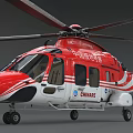 Red and White CHINARE Emergency Rescue Helicopter with Chinese Emergency Rescue Markings and Logo
