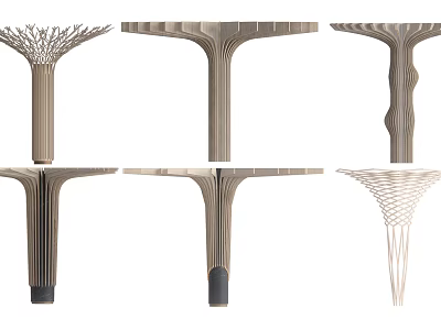 Various Modern Columns With Unique Structural Designs And Textured Patterns 3d model