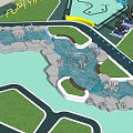 Scenic Park Design Featuring Playground Pools Pathways And Green Areas 3d model