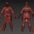 Blacksmith Character Front And Back Views With Apron Boots Gloves Hammer And Anvil