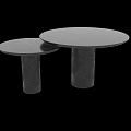 Modern Round Coffee Tables With Black Square Tile Top And Cylindrical Base In Different Sizes 3d model