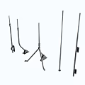 Various Metal Support Rods With Different Shapes Designs And Mounting Bases 3d model
