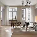 Bright Warm Nordic Style Living And Dining Room Interior With Natural Light And Cozy Furnishings