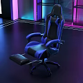 Ergonomic Black And White Gaming Office Chair With Adjustable Footrest And Modern Design