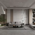 Modern Living Dining Room Interior With Sofa Dining Table And Green Plant
