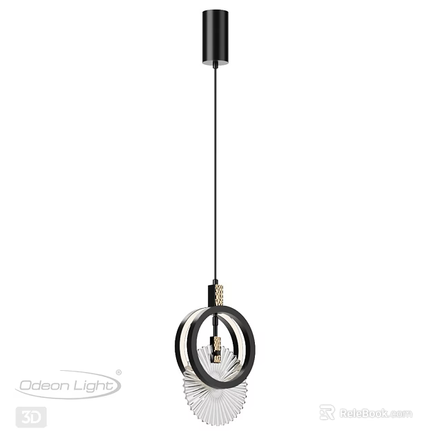 Modern Circular Chandelier With Black Hanging Rod And Metal Frame Design 3d model 