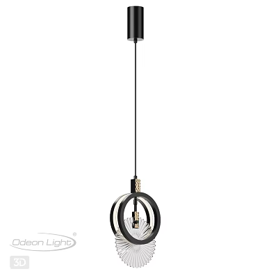 Modern Circular Chandelier With Black Hanging Rod And Metal Frame Design 3d model