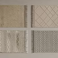 Square Rugs With Various Patterns Textures And Fringed Edges In Neutral Tones 3d model
