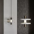 Modern Geometric Pendant Light Design with Concrete Metal Frame and Dual Wall