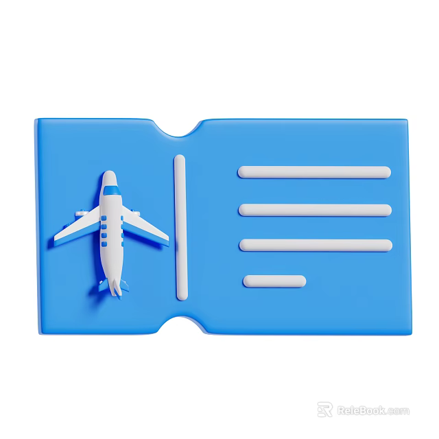 Airliner Model On Blue Boarding Pass Card With White Information Lines 3d model 