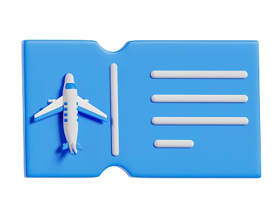 Airliner Model On Blue Boarding Pass Card With White Information Lines 3d model