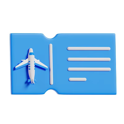 Airliner Model On Blue Boarding Pass Card With White Information Lines 3d model