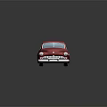 Red Vintage Classic Car With Sleek Body Chrome Details And Reflection