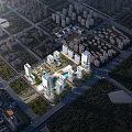 Aerial Planning of Urban District With High Rise Buildings Roads And Green Spaces