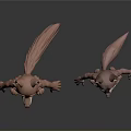 Two Cartoon Wolf 3D Characters With Brown White Fur Standing Poses And Expressions