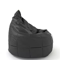 Black Leather Bean Bag Chair With Stitched Design And Metal Accents For Comfortable Seating