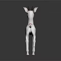 White Fawn with Black Antlers and Pink Patterns Standing Gracefully on Dark Background