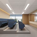 School’s Modern Classroom Interior With Desks Chairs And Ceiling Lights 3d model
