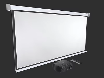 Projection Monitoring System With Wall Mounted Electric Screen And Projector Remote Control 3d model