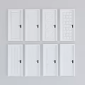 White Hinged Doors With Various Panel Designs For Home Interior Decoration 3d model