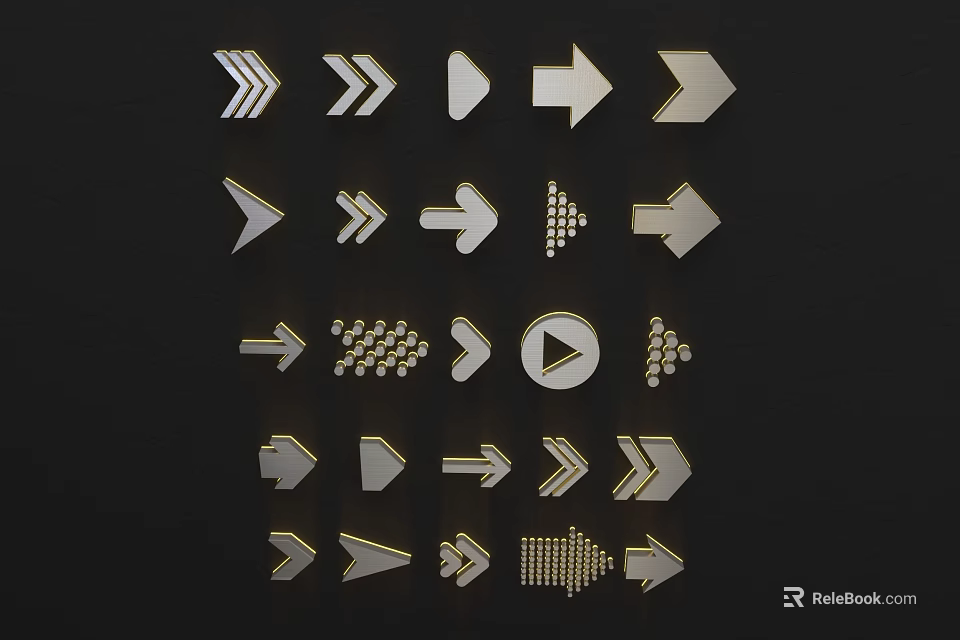Unique Arrow Shaped Metal Wall Decor with Different Designs and Textures 3d model 