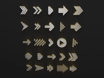 Unique Arrow Shaped Metal Wall Decor with Different Designs and Textures 3d model