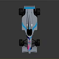 Racing Car in Blue and Pink with Sleek Design Rear Wing and Black Tires