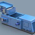 Industrial Conveyor Processing Equipment With Blue Frame Electric Motors And Mechanical Components 3d model