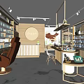 Modern Fresh Retail Store Interior With Display Shelves Seating And Marble Floor