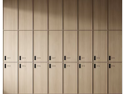 Wooden Numbered Lockers Interior With Organized Rows In Storage Area 3d model
