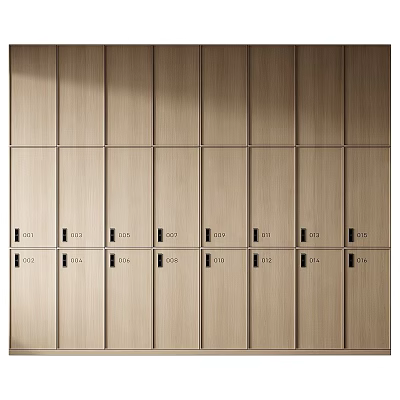 Wooden Numbered Lockers Interior With Organized Rows In Storage Area 3d model