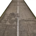 Damaged Road Infrastructure With Cracks And White Lane Line On Asphalt Surface