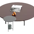 Modern Round Coffee Table With Magazine Oranges And Side Table Design