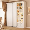 Modern Lighted Bookshelf With Books Storage Boxes And Decorative Items In Living Room